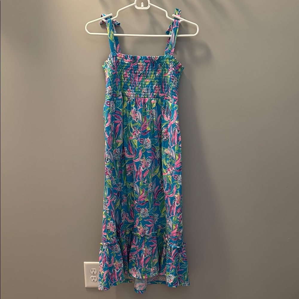 Lily Pulitzer Girls Floral Smocked Sundress with Pockets